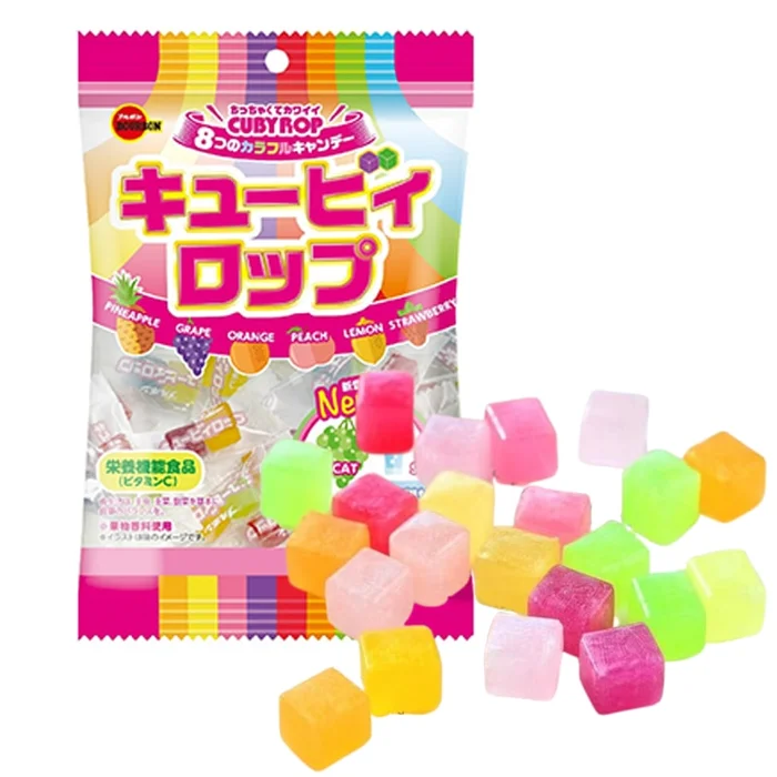 Japanese Bourbon fruit-flavored hard candies colorful square candies amber candies 100g(25 pieces)