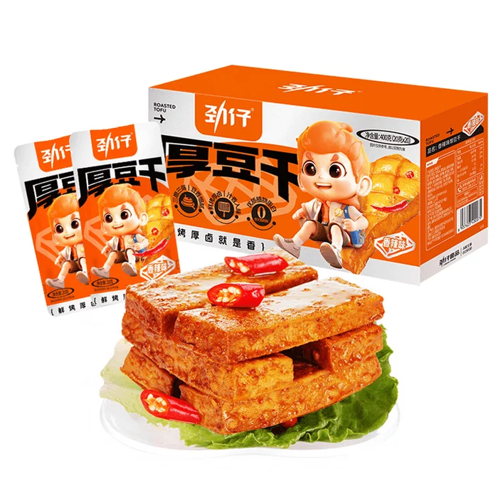 Jinzai Spicy Dried Tofu Snacks – Vegetarian Protein Bites 20g×20 Packs