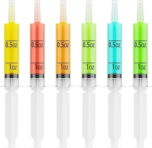 JOLLY PARTY 40 Pack Jelly Shot Syringes, 1.5 oz Jelly Shot Syringe With Caps, Reusable Plastic Syringe for Jelly Shot, Durable Jelly Shot Containers for Party Halloween, Christmas, Thanksgiving