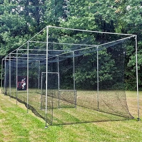 Jones Sports NET ONLY 12' HIGH Batting Cage Net ONLY HDPE #24 (42PLY) with Door and Free BACKSTOP Heavy Duty Baseball