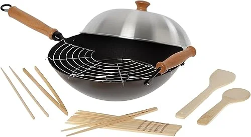 Joyce Chen 22-9938, Pro Chef 14 Inch 10 Piece Excalibur Non-Stick Wok Set