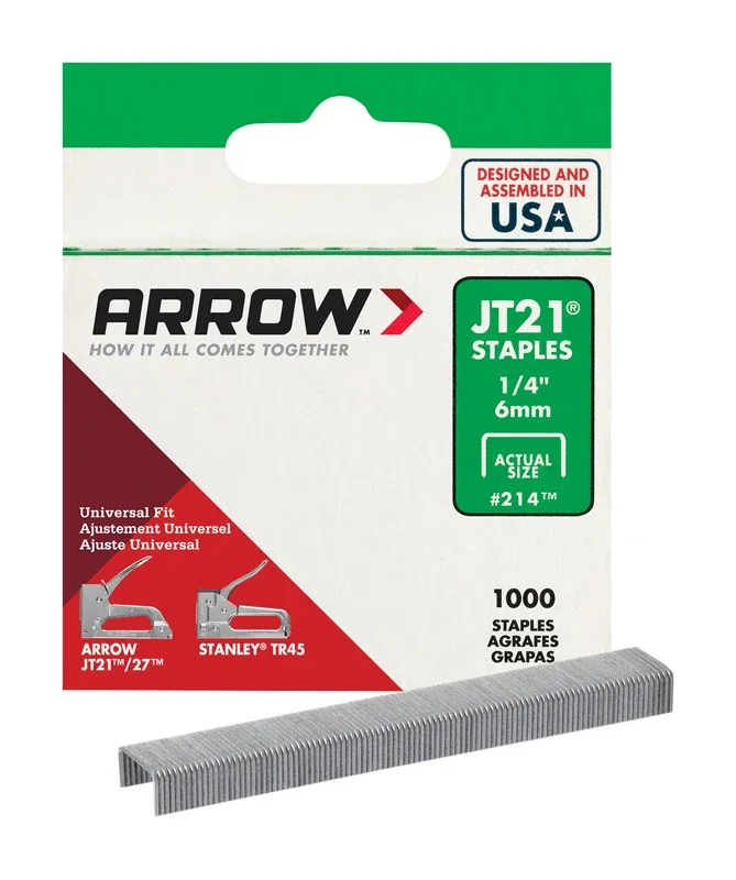 Jt21 Series 214 Staple, 1/4 In W Crown, 1/4 In L Leg, 0.03 Ga