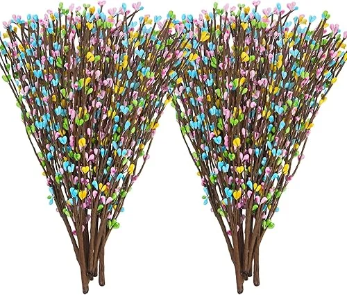 Juinte Easter Berry Garland Artificial Sprays Wire Spring Pip Berry Decorative Garland Picks Floral Pip Picks Stems for Easter Crafts Floral Arrangement Wreath Making(10 Packs)