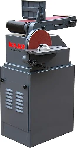 KAKA INDUSTRIAL BTM-250 Bench Belt Sander, 5×48-lnch Belt & 9-Inch Disc Sander with 2Pcs Sandpapers Steel Base & Aluminum Work Table