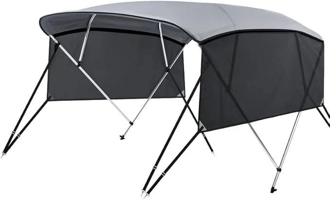 KAKIT 3 4 Bow Bimini Tops for Boats with Mesh Sides Heavy Duty Cover Adjustable 4 Straps Zippered Storage Boot
