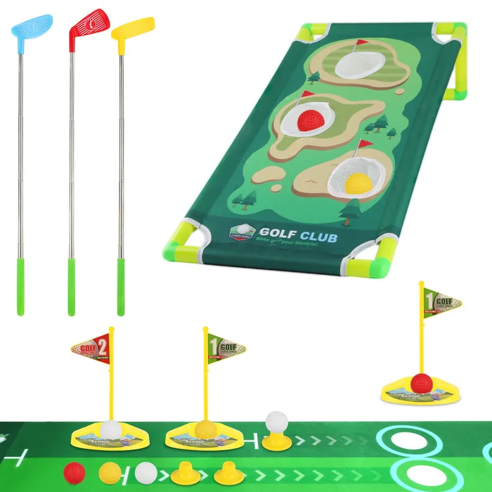 Kids' Portable Golf Putting & Chipping Mat Practice Toy Set