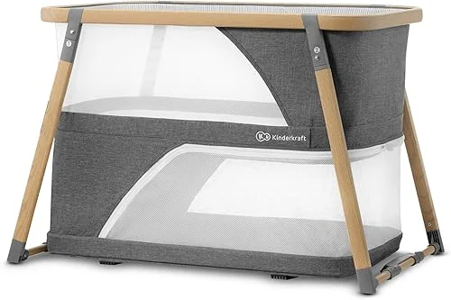 Kinderkraft Sofi Portable Travel Crib for Baby, Convertible Sleeping Cot 4 in 1 with Easy to Pack Playpen, Comfortable Bassinet Mattress and an Additional Cradle Function