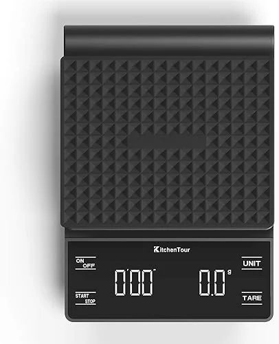 KitchenTour Coffee Scale with Timer 3kg/0.1g High Precision Pour Over Drip Espresso Scale with Back-Lit LCD Display (Batteries Included)