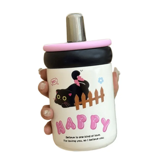 Kitten thermos cup high-grade exquisite portable water cup stainless steel happy cat 1 pack