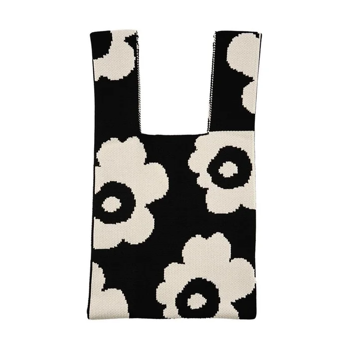 Knitted Bag, Sweet Flower Black Rice