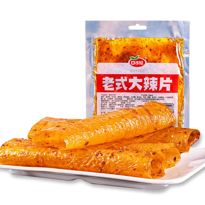 Koushuaiwa Old-School Spicy Bean Gluten Sheets 68g x 2-Pack Nostalgic Snack – Tofu Jerky & Spicy Strips (Childhood Fa