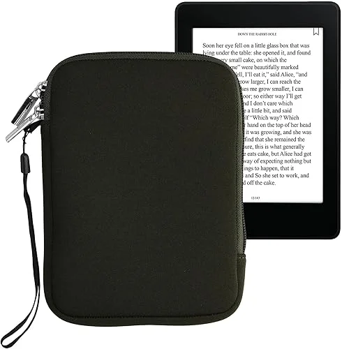kwmobile Neoprene e-Reader Pouch Size 6′ eReader – Universal eBook Sleeve Case with Zipper – Dark Green