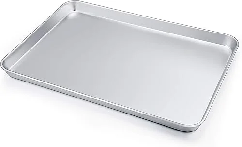 Large Baking Sheet, P&P CHEF Stainless Steel Cookie Sheet Baking Pan Tray, Rectangle 16''x12''x1'', Healthy & Non Toxic, Mirror Finish & Dishwasher Safe