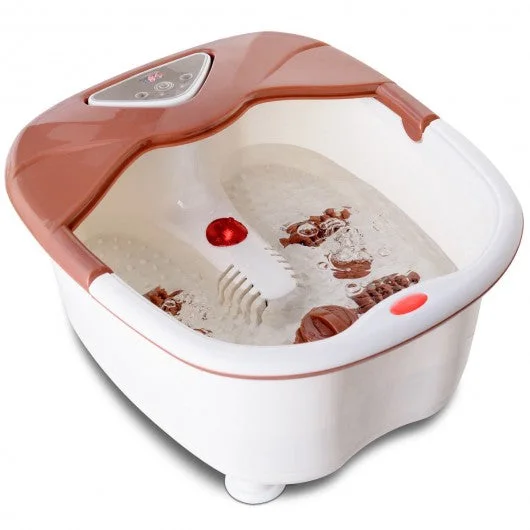 LCD Display Temperature Control Foot Spa Bath Massager-Brown