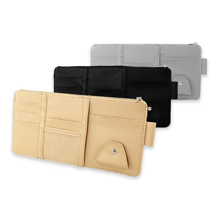 Leather Car Visor Multiple Pocket Organizer Pouch (1- to 5-Pack)