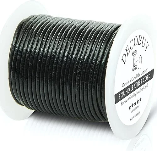 Leather Cord for Jewelry Making, Round Cording 1.5 mm Rope, 27 Yards Used for Crafts, Necklace String, Braiding – Distressed Saddle