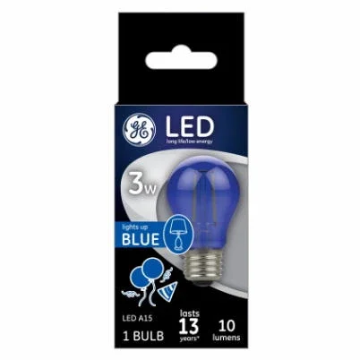 Led Party Light Bulb, A15, Blue, Soft White, 50 Lumens, 3 Watt
