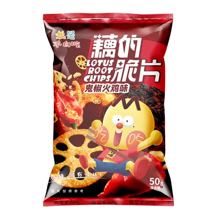 Lotus Root Crisps Snack Afternoon Tea Lnstant Sichuan Spicy Dried Vegetable Snack 55g – Hot Chicken Flavor Ramen 1 Bag
