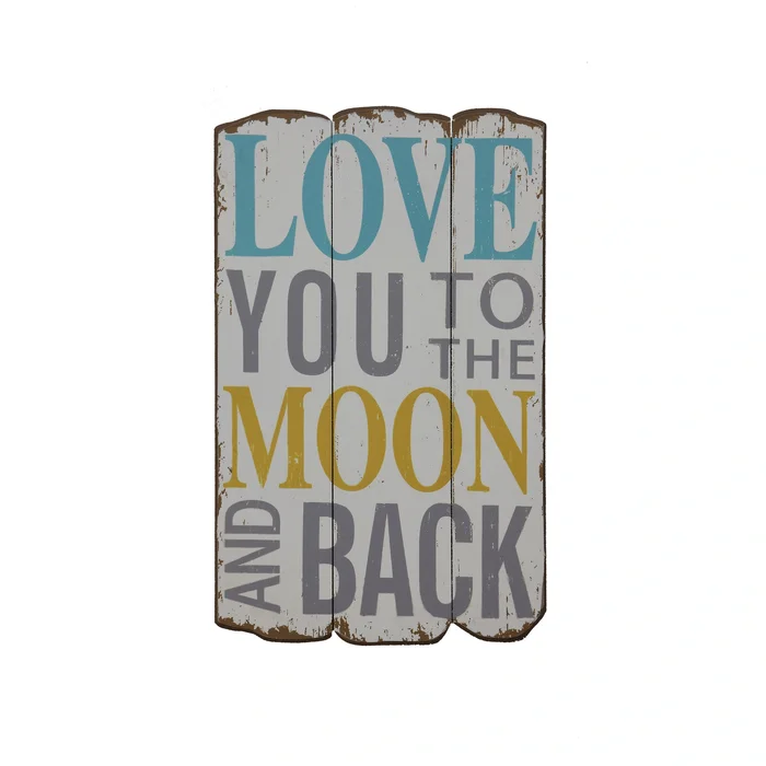 Love You to the Moon and Back Distressed Wood Wall Plaque