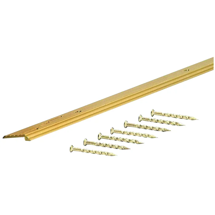 M-D 79038 Tile Edge, 36 in L, 3/4 in W, Vinyl, Satin Brass