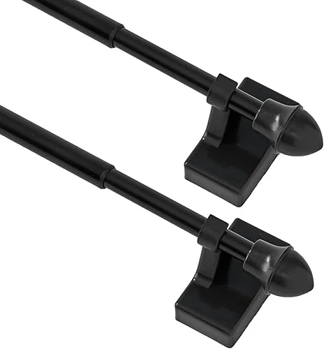 Magnetic Curtain Rods,Multi-Use Adjustable Appliance for Metal Doors ,Windows,No Tools Needed,9-16 Inch,Black,2 Pack, 9-16 Inch 2 Pack