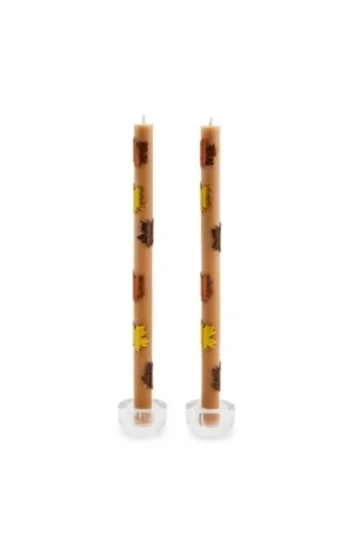 maple leaf brown dinner candles, set of 2