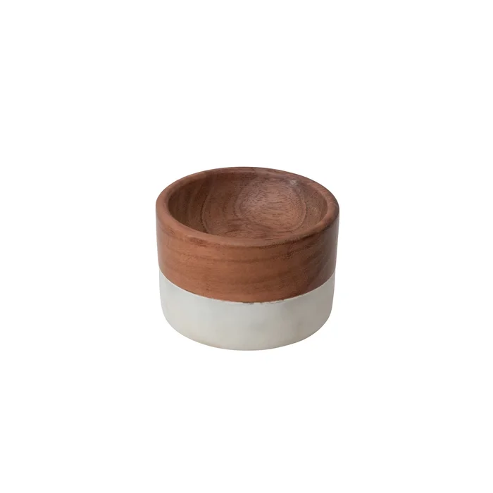 Marble and Acacia Wood Pinch Pot – 3.0″L x 3.0″W x 2.0″H