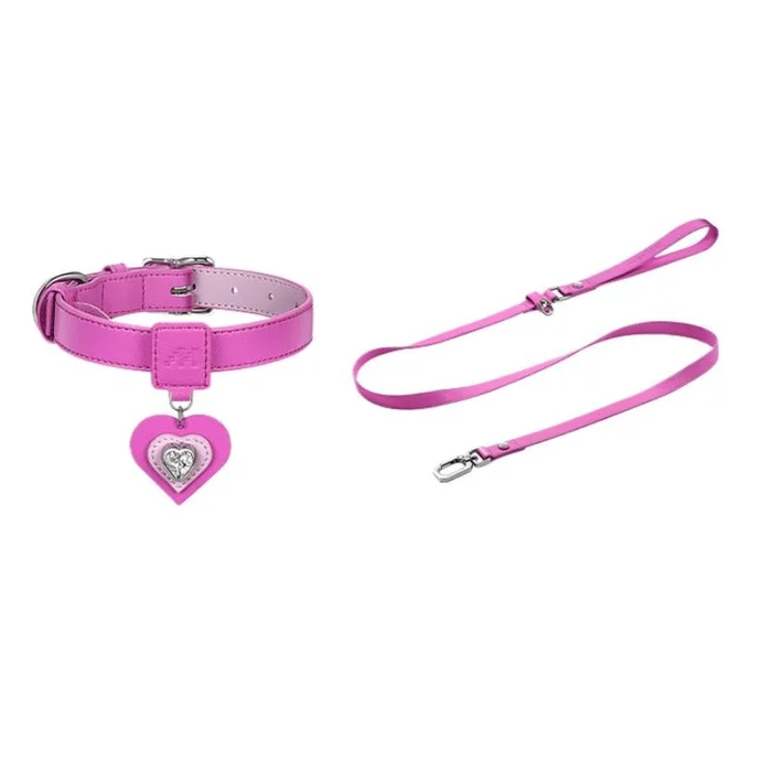 Mars Phone Pet Collar Pendant Traction Rope Necklace Assembly Accessories Barbie Powder (31-38cm)