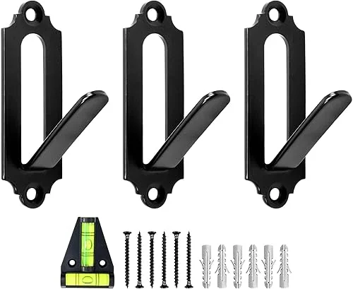 MASANI European Mount Skull Hanger – 3 Pack – for Deer, Mule, Buffalo, Coyote, Small Game Animals – 50 Degree Angle – Holds up to 50lbs – Complete with Dual Axis Level, 6 Anchor Bolts, 6 Steel Screws