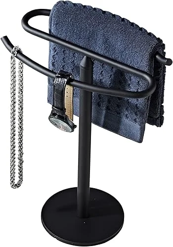 Matte Black Hand Towel Holder Stand, Free-Standing Towel Rack, SUS304 Stainless Steel Towel Bar Rack Stand, Tower Bar for Bathroom Kitchen Vanity Countertop…