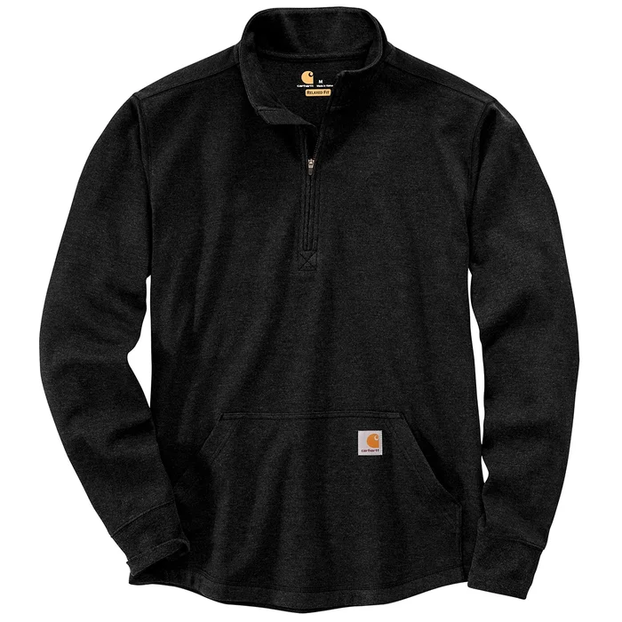 Men’s Relaxed Fit Heavyweight Long-sleeve 1/2-zip Thermal Shirt – 2xl Black