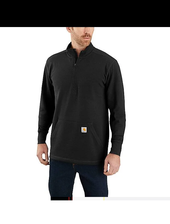 Men’s Relaxed Fit Heavyweight Long-sleeve 1/2-zip Thermal Shirt, Black, Xl