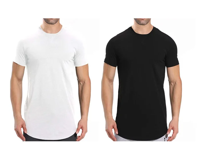 Men's Short-Sleeve Longline Crew Neck T-Shirts (2-Pack)