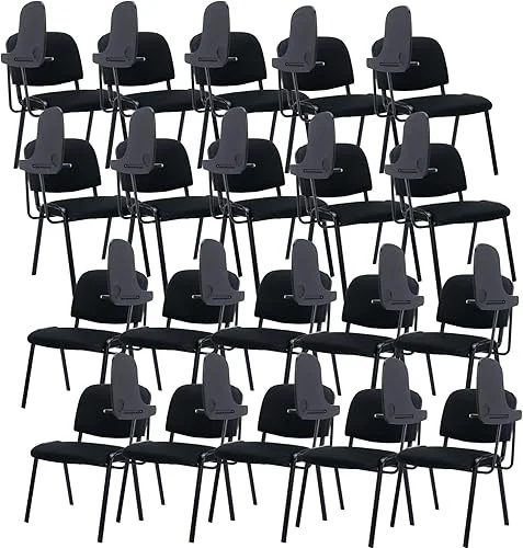 Mesh Waiting Room Chairs, Stackable Student Chairs with Tablet Arm, Classroom Stacking Chairs for Reception/Office Conference Room/Training Room/Meeting Room, Black (20-Pack)