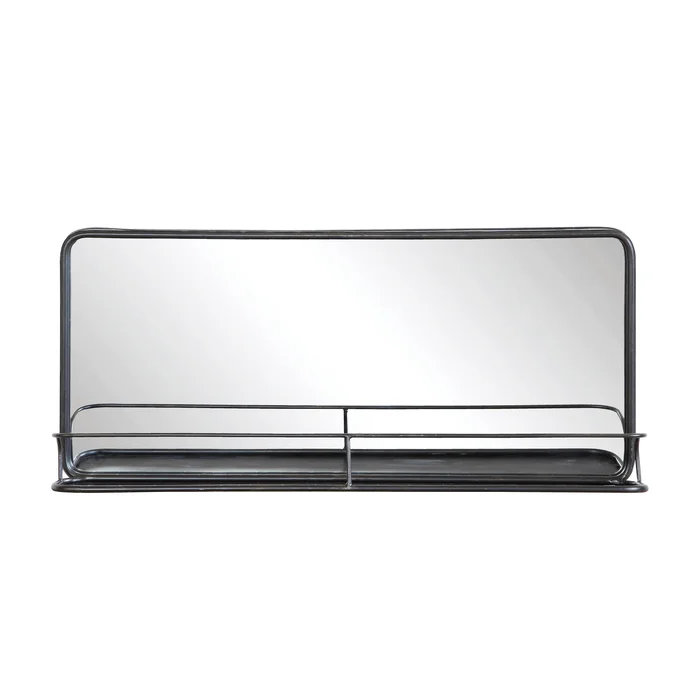 Metal Framed Wall Mirror with Shelf