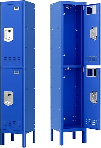 Metal Locker for Home, Dressing Room, 66′ Steel Storage Lockers for Employees, Lockable Locker Cabinet with 2 Doors (Blue)