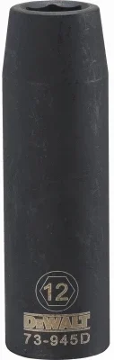 Metric Deep Impact Socket, 6-point, Black Oxide, 1/2 In. Drive, 12mm