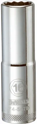 Metric Deep Socket, 12-point, 1/2 In. Drive, 16mm
