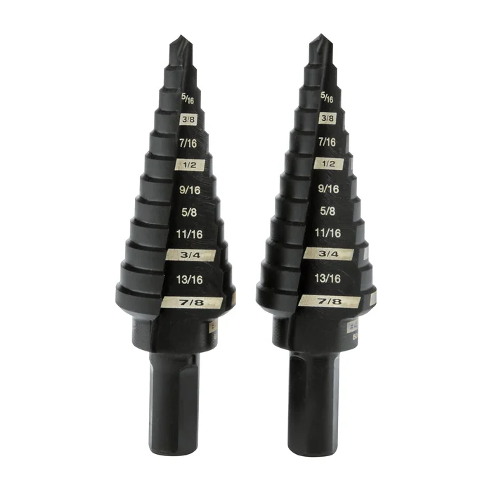 Milwaukee 48-89-9234 #4 Step Drill Bit, 3/16 to 7/8 in Dia, 2-Flute, 3/8 in Dia Shank, 3-Flat Shank