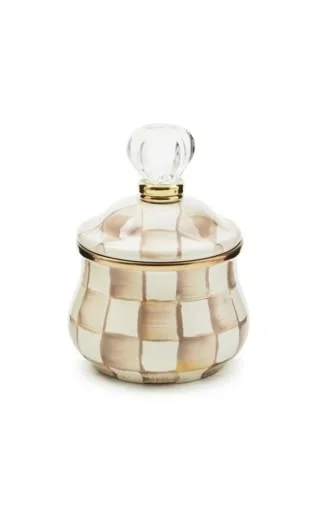 Mocha Check Lidded Sugar Bowl