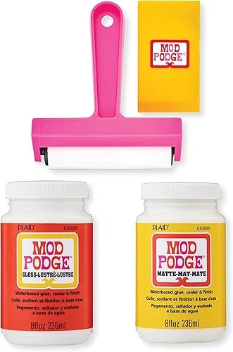 Mod Podge, Matte and Gloss Decoupage Kit, includes Brayer and Squeegee, Perfect for DIY Arts and Crafts Projects, Assorted
