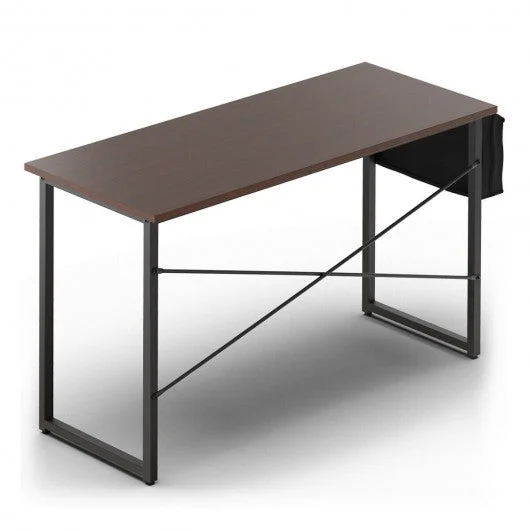 Modern Computer Desk Study Writing Table Home Office with Storage Bag Coffee-L