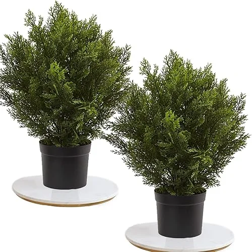 momoplant —33Inch/2.6 FT Outdoor Artificial Boxwood Garden Torch Shaped Topiary Tree Artificial Topiaries Bushes Potted Fake Plants Outdoor/Indoor Decor（Set of 2）