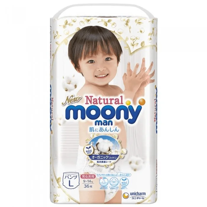 Moony Man Natural L [9-14 kg paper diaper pants 36 pieces]