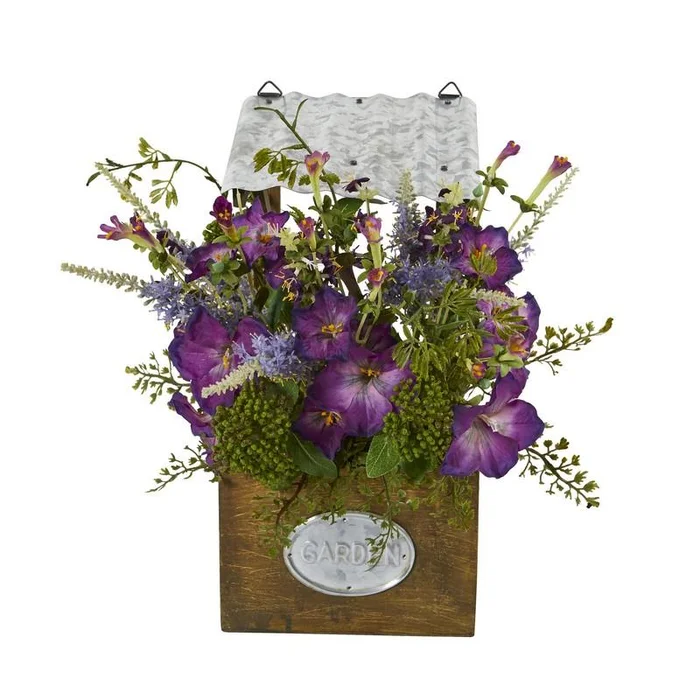 Morning Glory Artificial Plant in Tin Roof Planter