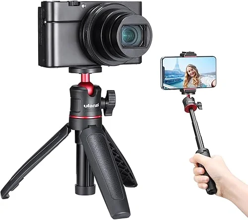 MT-08 Black Mini Tripod for Camera, 1/4′ Screw Universal for Sony/Canon/Nikon/Fujifilm Vlog Camera, Extendable Handheld Portable Vlogging Tripod Mount, Video Shooting Filming Table Stand