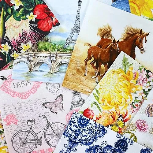 Mystery Pack Decoupage Paper Napkins, 20-ct Assorted Surprise Napkins, Decorative Napkins Random For Art Craft Junk Journal, 20 Different Designs