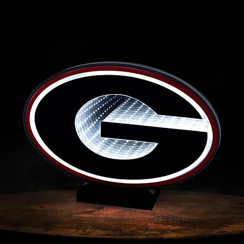 NCAA Team Georgia Bulldogs LED Infinity Logo Light – 3D Light Effect, Acrylic Display with UL Plug and Stand