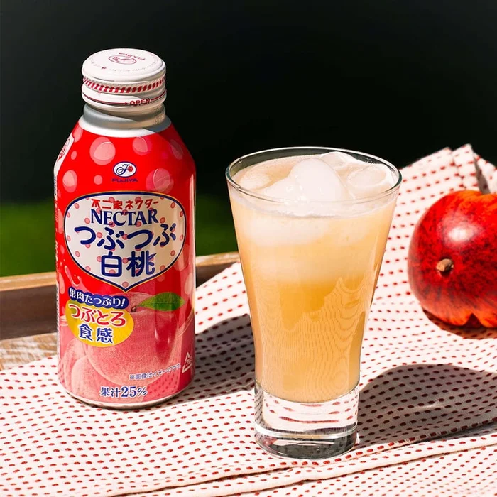 NECTAR Pulpy White Peach Juice,Japanese Fruit Soft Drink, 13.4 oz *6【6 Packs】【25%Juice】【Packing May Vary】
