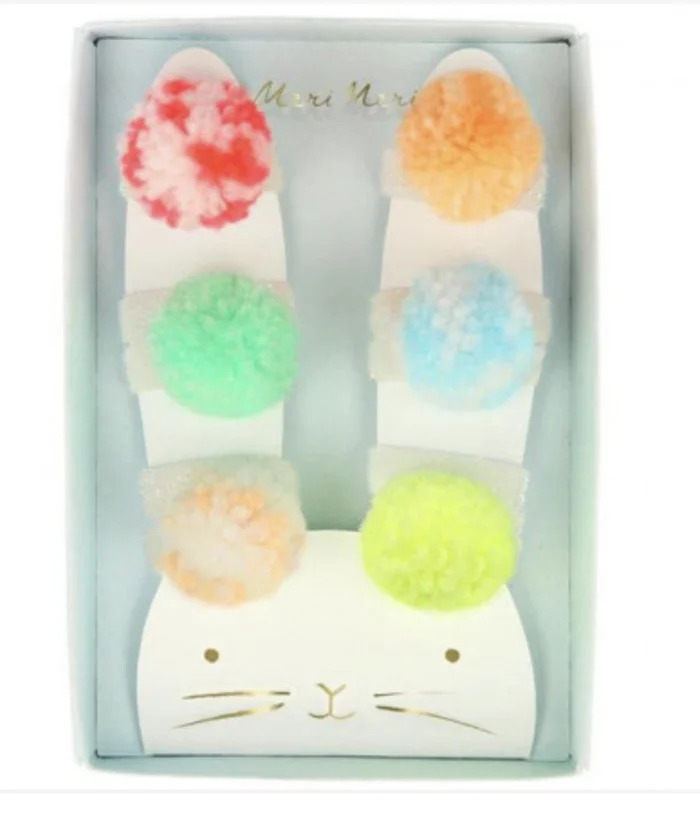 Neon Pompom Hair Ties – Pack of 6